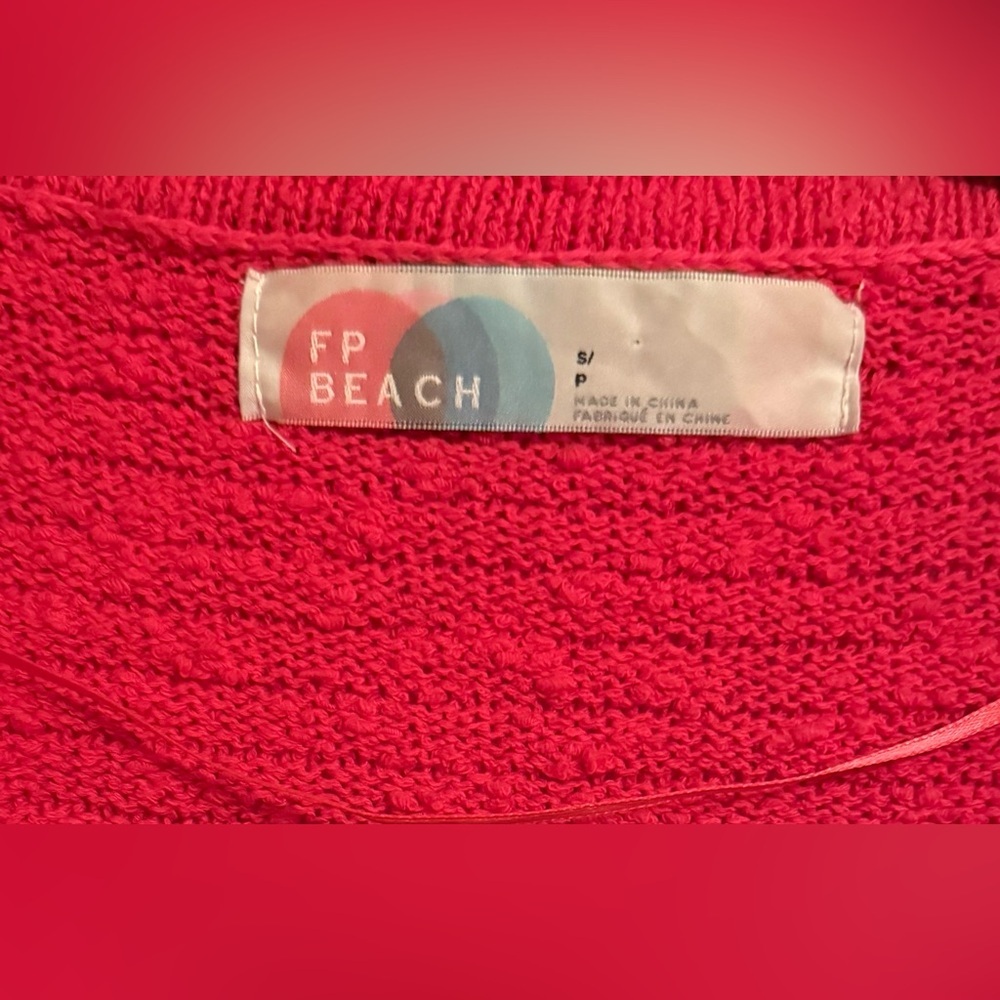 Free People Beach Carter Collared V Neck Polo Sweater Textured Fuchsia - Picture 3 of 7
